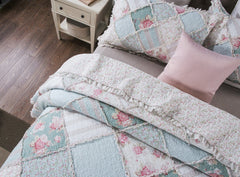 Mint Pastel Cotton Patchwork Quilt Set