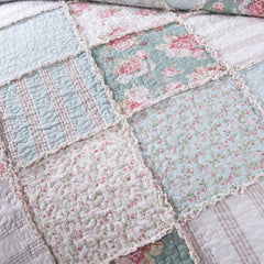 Mint Pastel Cotton Patchwork Quilt Set