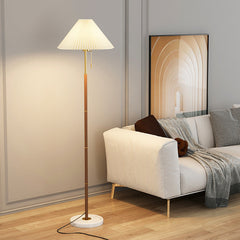 Retro Wood Grain Pleated Floor Lamp