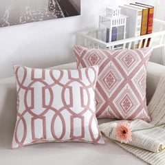 Embroidered Geometric Cotton Nordic Pillow Cover