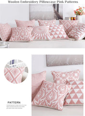 Embroidered Geometric Cotton Nordic Pillow Cover