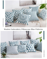Embroidered Geometric Cotton Nordic Pillow Cover