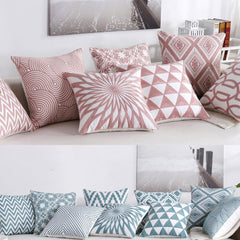 Embroidered Geometric Cotton Nordic Pillow Cover