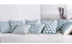 Embroidered Geometric Cotton Nordic Pillow Cover