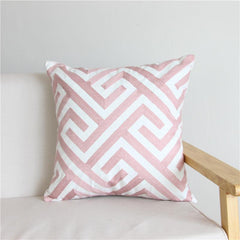 Embroidered Geometric Cotton Nordic Pillow Cover