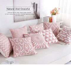 Embroidered Geometric Cotton Nordic Pillow Cover
