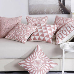 Embroidered Geometric Cotton Nordic Pillow Cover