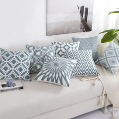 Embroidered Geometric Cotton Nordic Pillow Cover
