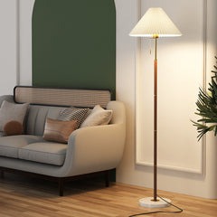 Retro Wood Grain Pleated Floor Lamp