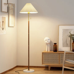 Retro Wood Grain Pleated Floor Lamp