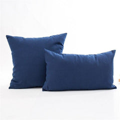 Navy Blue Plaid Striped Polyester Cotton Pillow