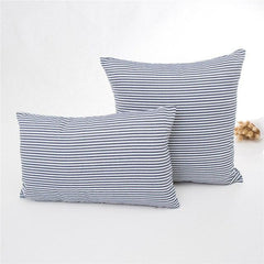 Navy Blue Plaid Striped Polyester Cotton Pillow