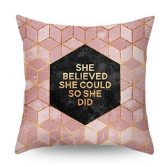 Nordic Pink Geometric Floral Decorative Pillow Covers