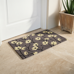 Wild Flowers Gray Coir Outdoor Doormat